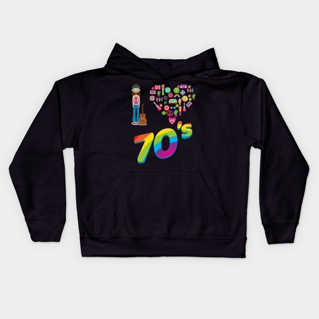 'I Love 70s Hippie Style' Awesome 70s Vintage Kids Hoodie by ourwackyhome